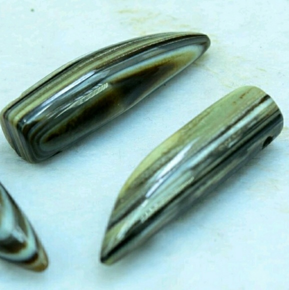 03 Pieces Agate Drilled Pendants - Picture 2 of 3